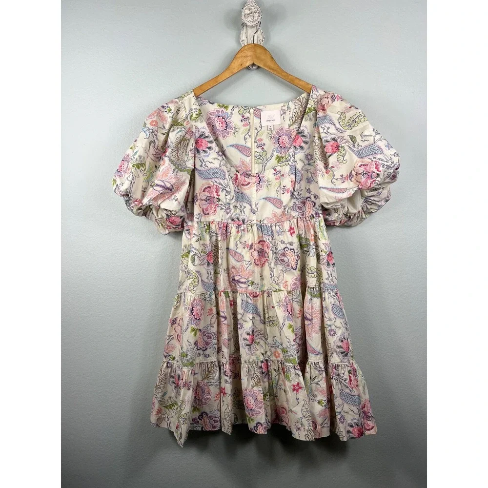 Cinq à Sept‎ Size 8 Dress Ethel Paisley Puff Sleeve Babydoll Feminine Dainty